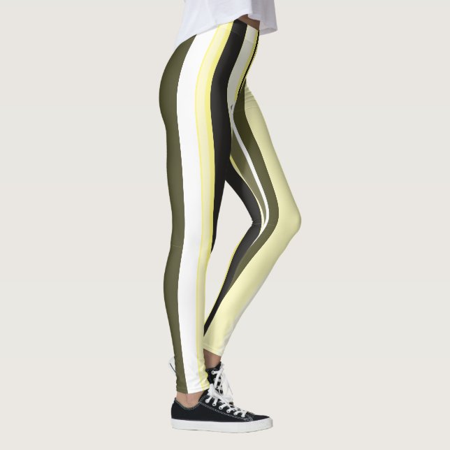 Legging Faixas Verticais Contemporâneas Amarelas Eficazes (Direita)