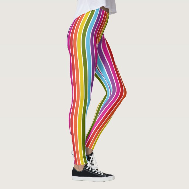 Legging Faixas Verticais do Arco-Íris Multicolores (Direita)