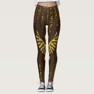 Legging Falcão dourado e hieroglyphics de Horus do egípc