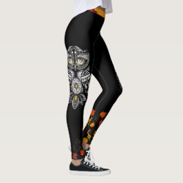 Legging Fall Spirit Owumn deixa Bonito preto