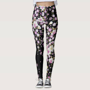 Legging Falln que conecta flores cor-de-rosa