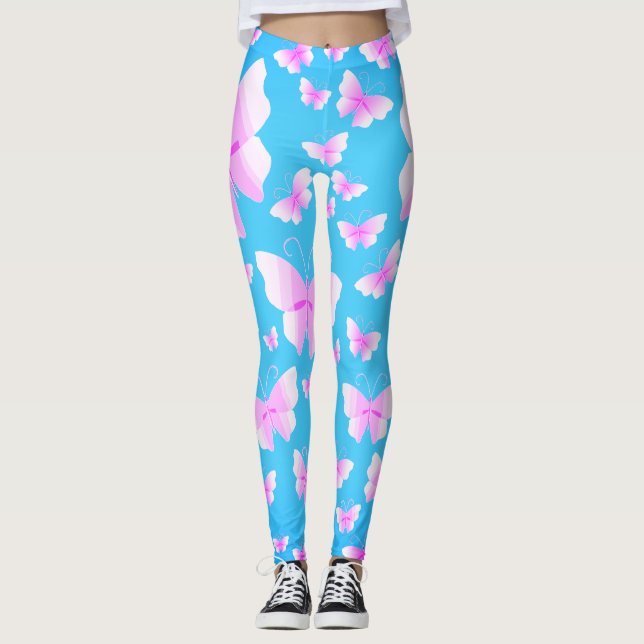 Legging Família de Borboletas de Tons Rosa (Frente)