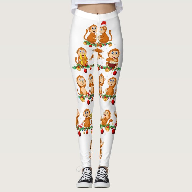 Legging Família Pajama Estabelece Natal Matando Macacos Xm (Frente)