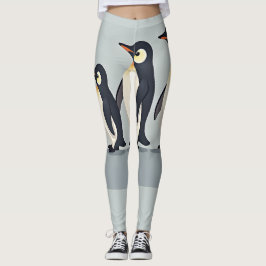 Legging Família Pinguim Bonito Andando por uma base de Cin
