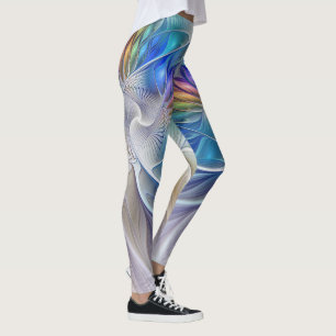 Legging Fantasia Floral, Abstrato Fractal Colorida
