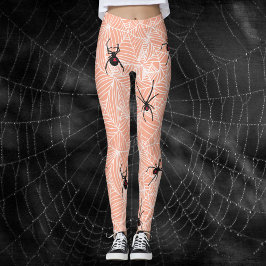 Legging Fantasias de Teias de Viúva Negra em Pêssego Paste