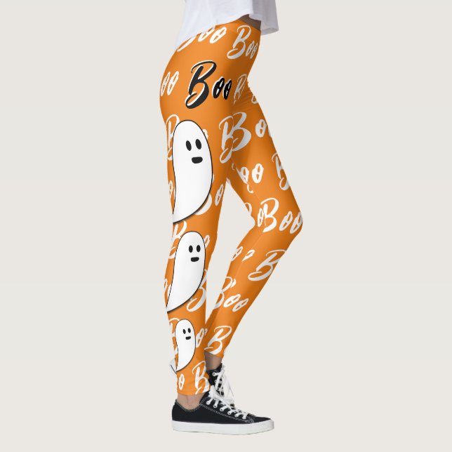 Legging Fantasma Halloween preto branco laranja boo (Direita)