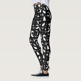 Legging Fantasma, Morcegos e Aranhas, Padrão de Halloween