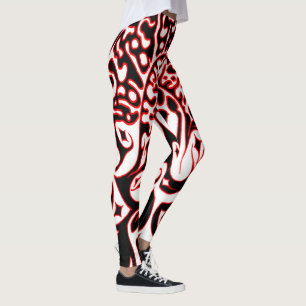 Legging Fantasma Psicodélico - Preto Branco e Vermelho