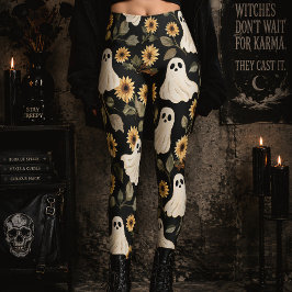 Legging Fantasmas Góticos de Verão & Girassóis Floral Assu