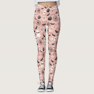 Legging Fantasmas Rosa e Padrão Invisível do Halloween