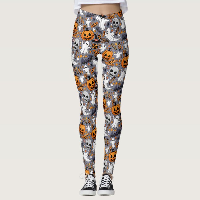 Legging Fantasmas Spooky e Monstros Cute Assustadores (Frente)