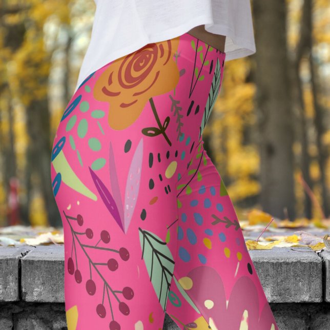 Legging Fantástico Floral no Impressão Rosa Francês (Fantastic Floral on French Pink )
