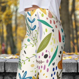 Legging Fantástico Floral sobre Floral White Impressão