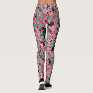 Legging Fantástico, rosa e Impressão Floral Verde