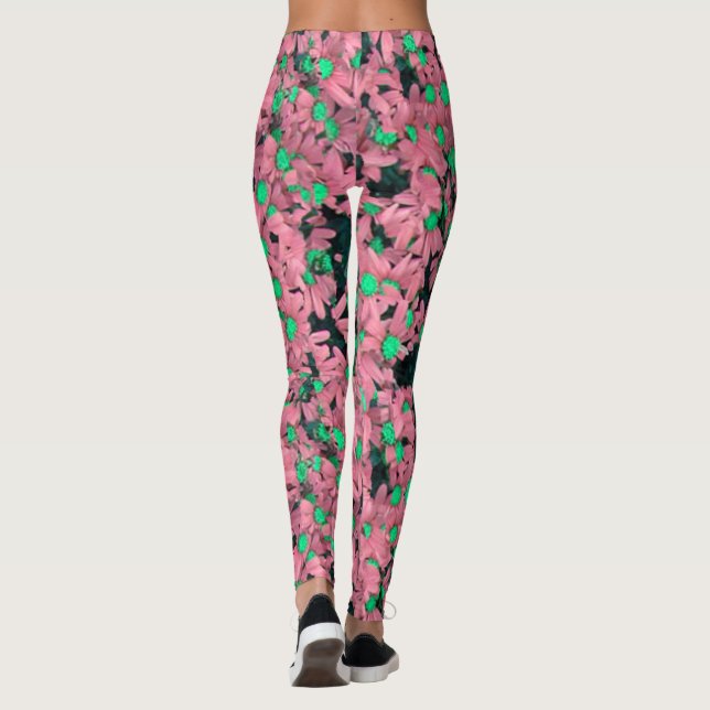 Legging Fantástico, rosa e Impressão Floral Verde (Verso)