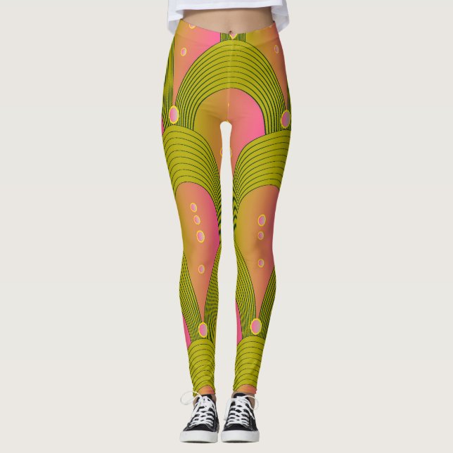 Legging Fantasy Arcs Miçangas Rosa Verde (Frente)