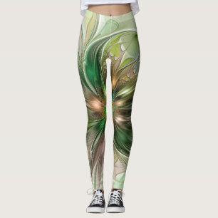 Legging Fantasy Moderna Abstrato, Flor Fractal Colorida