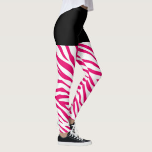 Legging Fashion Pink Zebra Stripes Decor em