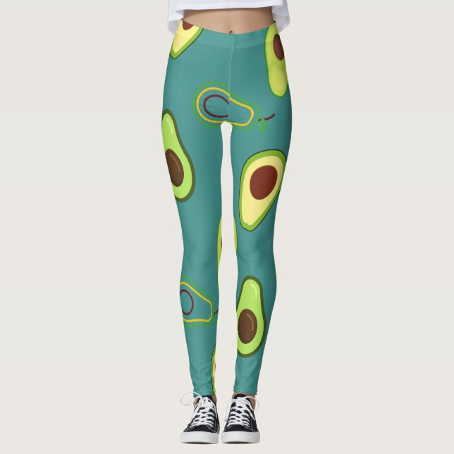 Legging Fatia de abacate em branco Padrão de gradiente ver (Frente)