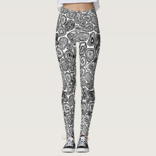 Legging Fatias de agato em preto e branco