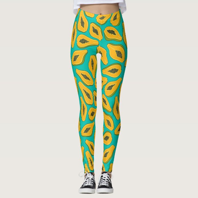 Legging Fatias de Papaya na Turquesa (Frente)