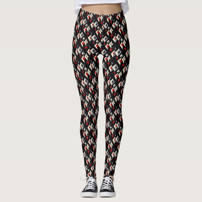 Legging Fatos de jogar cartas no pôquer. (Frente)
