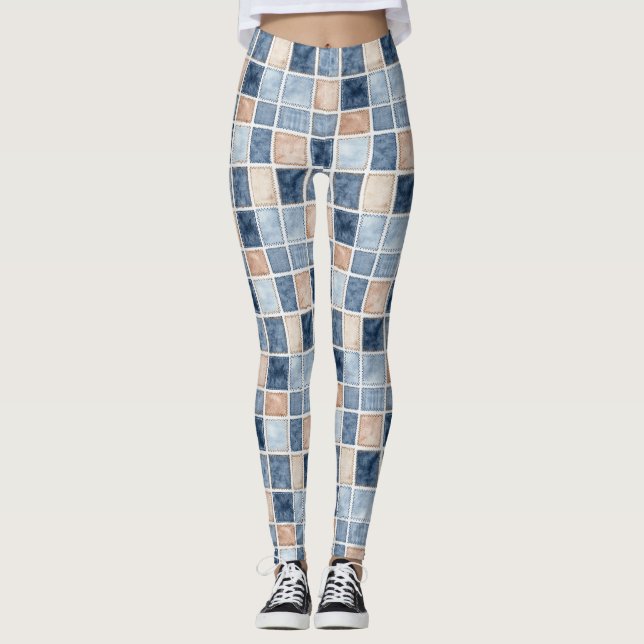 Legging Faux Cream Denim Blue Jean (Frente)