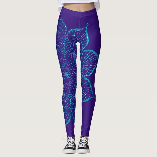 Legging Faux Glitter Mandala em Roxo (Frente)