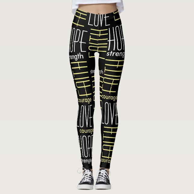 Legging Fé HopeLoveStrength e caneleiras da coragem (Frente)