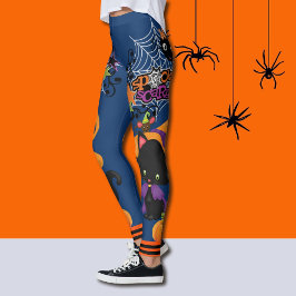 Legging Feiticeira de gato assustada do Halloween Feiticei