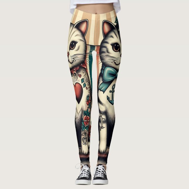 Legging Feline vintage tattoo (Frente)