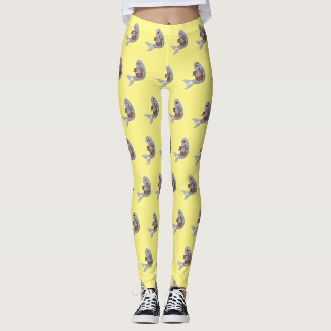 Legging Feliz desenho animado do selo harp (Frente)