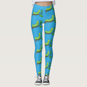 Legging Feliz desenho de cartoon verde da lagarta