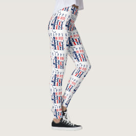 Legging Feliz Design de texto do Dia da Independência em 4
