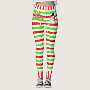 Legging Feliz Festivo com Neve e Flocos de Neve