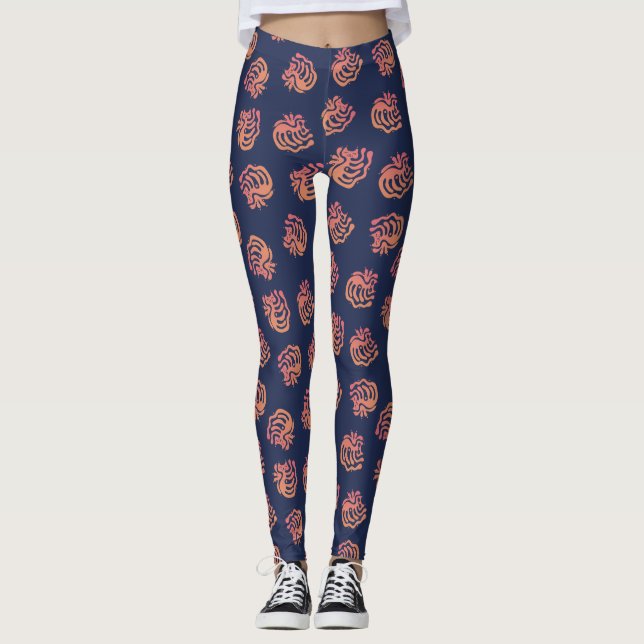 Legging Feliz gatinho engraçado, um padrão fofo, desenhado (Frente)