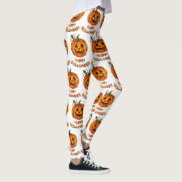 Legging Feliz Halloween, padrão divertido de abóbora, milh