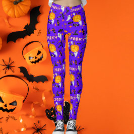 Legging Feliz Halloween Roxo Festivo