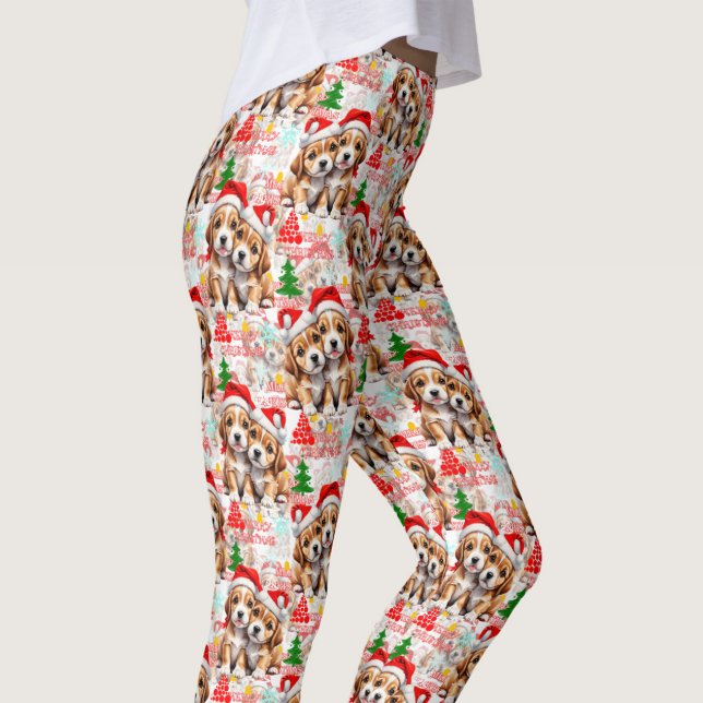 Legging Feliz Natal Chapéu do Papai Noel Cachorro Design - (Criador carregado)