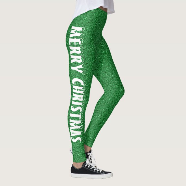 Legging Feliz Natal Clássico Glitter Verde (Direita)