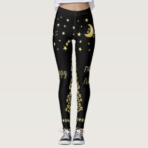 Legging Feliz Natal, Dourada e brilhante árvore de Natal