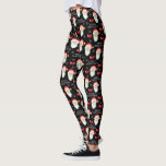 Legging Feliz Natal Jolly Papai Noel<br><div class="desc">Este é um par divertido de leggings para vestir este Natal O design apresenta um Papai Noel alegre e é acentuado com arcos e flocos de neve no fundo preto.</div>