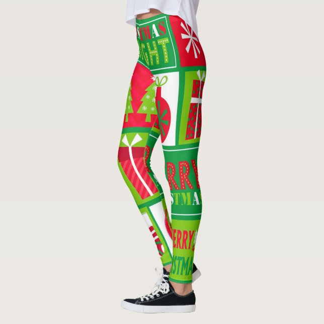 Legging Feliz Natal Noel Vermelho e Verde (Esquerda)