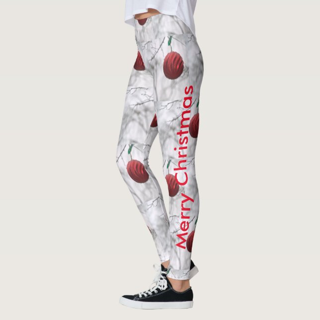 Legging Feliz Natal Shiny Red Ornament Ball (Esquerda)