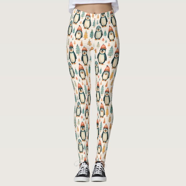Legging Feliz Natal | Vintage Penguins Natal (Frente)