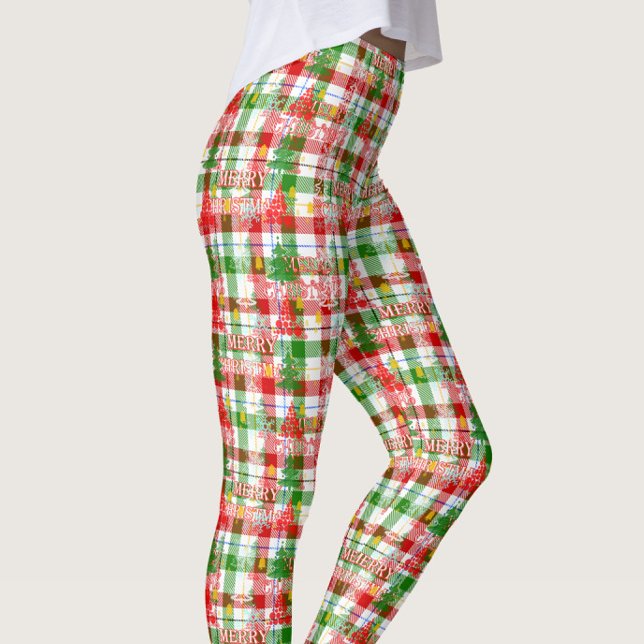 Legging Feliz Natal Xadrez Decorativa Tartan (Criador carregado)
