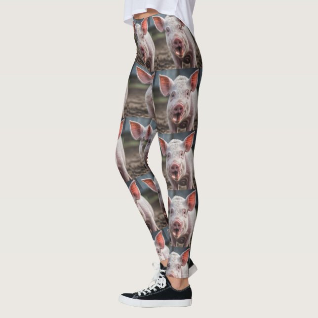 Legging Feliz Porco de Língua Branca, (Esquerda)