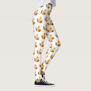 Legging Feliz Sorriso de Piscar os olhos Feliz Pato Amarel