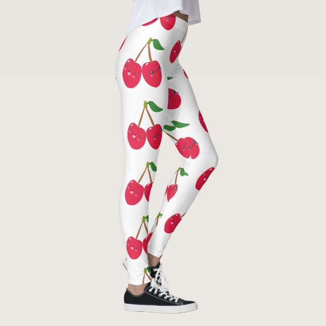 Legging Feliz Sorriso Kawaii Fruta Cereja (Direita)